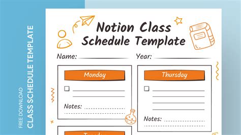 Image result for Notion Class Schedule Template