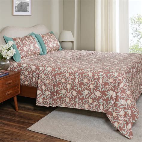 Buy MASPAR Sensory Bloom Cotton 200TC Printed 3Pcs Queen Bedsheet Set ...
