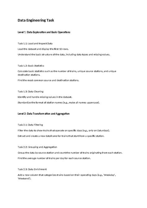 Data Engineering Task 1 & 2: Data Exploration & Transformation - Studocu