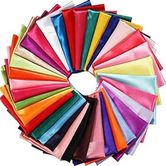 Newwiee 35 Pcs Multicolor Polyester Satin Fabric Bundle: 35 Solid Color ...