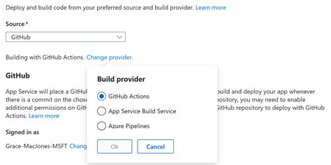 Why isn't GitHub Actions Showing up as an Option for App Service Build ...