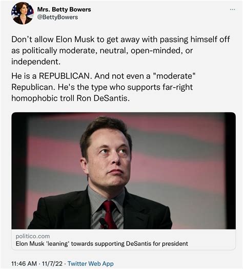 Don’t let him fool you, he’s NOT an independent voter. Elon Musk is a ...