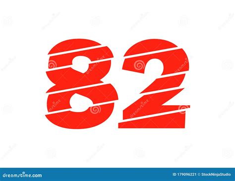 Modern Red 82 Number Design Vector Illustration. Numeral Vector Trendy ...