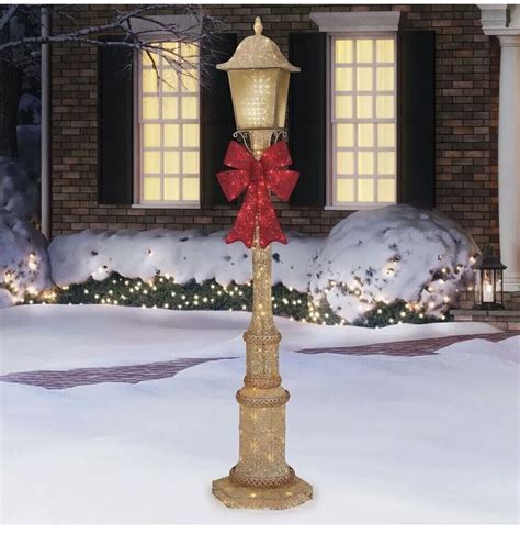 7ft (2.1m) Christmas Street Lamp Post and Bow with 150 LED Lights ...
