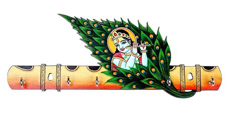 STROYAL Engineered Wooden Krishna Bansuri Design Hand Painted 5 Hook ...