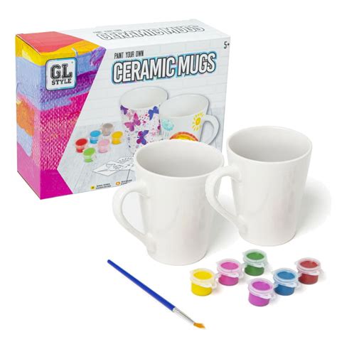 Paint Your Own Ceramic Tea Coffee Mugs (Set Of Two) Kit