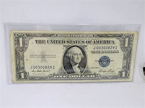 Vintage 1935 E Blue Seal Silver Certificate $1 Dollar Bill Circluated ...