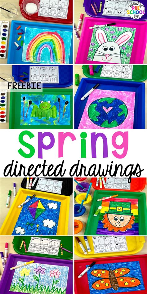 Spring Directed Drawings for Preschool, Pre-k, & Kindergarten - Pocket ...