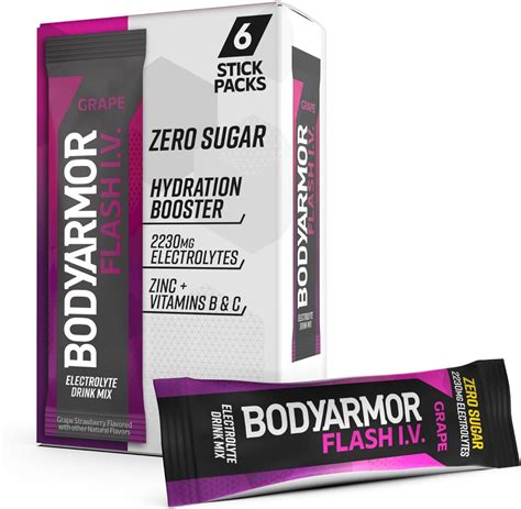 Amazon.com : BODYARMOR Flash IV Electrolyte Packets, Grape - Zero Sugar ...