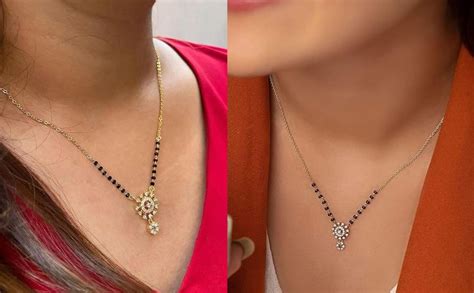 Buy Glowzi Jewellery american diamond traditional short mangalsutra for ...