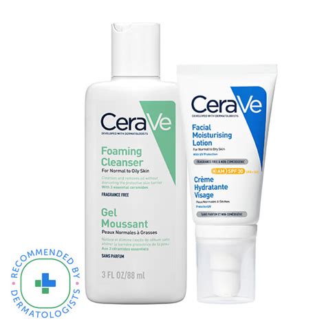 Buy CeraVe Facewash & AM Moisturizing Lotion with SPF 30 Combo ...