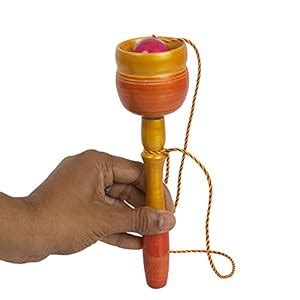 Multicolor Handcrafted Target Reflexive Game Gift Cup & Ball Game ...