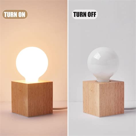 Buy OuXean Vintage Table Lamp,Small Bedside Lamp with Square Wooden ...