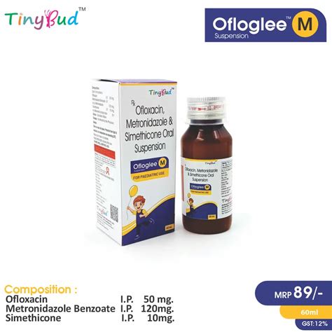 Ofloxacin (50mg) + Metronidazole (120mg) + Simethicone (10mg) -Ofloglee ...