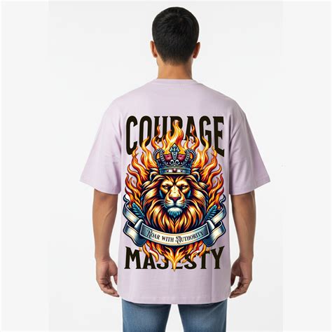 Men's Oversized T-Shirt With "Courage Majesty" Printed - RoMan Creations