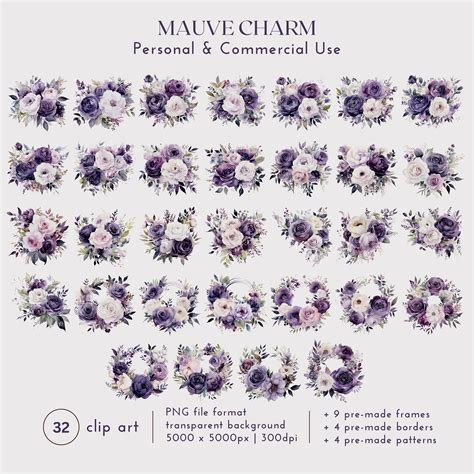 Watercolor Flowers Clipart PNG, Purple Floral Clip Art, Rose Flower ...