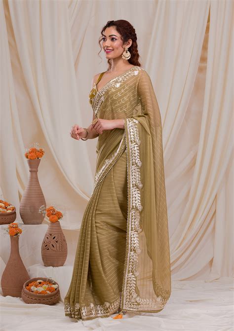 Buy Mehendi Gotapatti Georgette Saree - Koskii