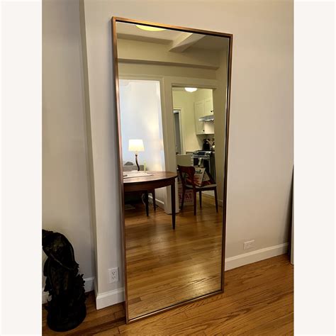 West Elm Metal Frame Floor Mirror - Rose Gold - AptDeco