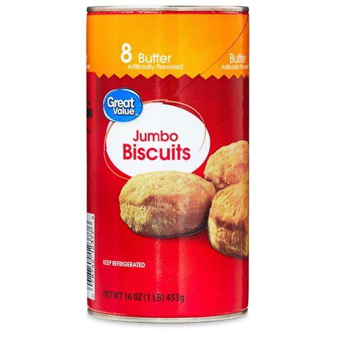Great Value Butter Flavor Jumbo Biscuits, 16 oz, 8 Count Fluffy and ...