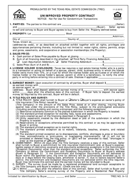 TX TREC 9-12 Form - Fill Online, Printable, Fillable, Blank - pdfFiller