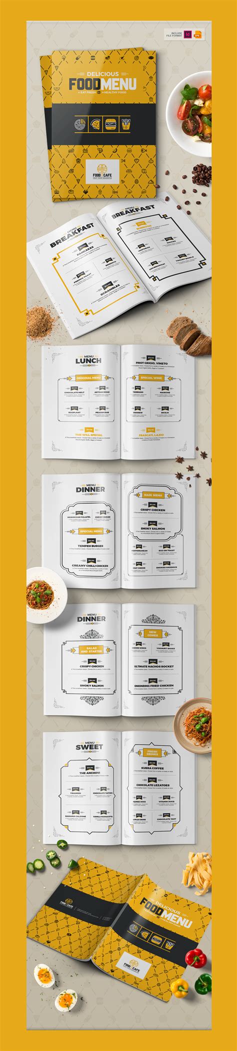 Food Menu for Restaurant - Corporate Identity Template