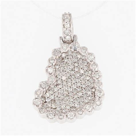 .56ctw Round Cut Diamond Pavé Halo Heart Shaped Pendant No Chain 14k ...