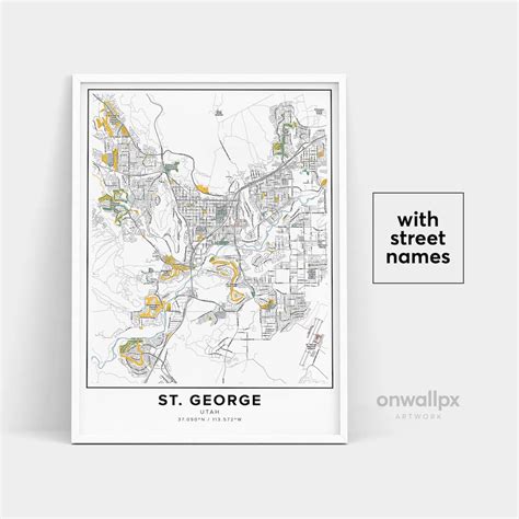 St George Map Print, Street Names St George Print, Printable Map of St ...