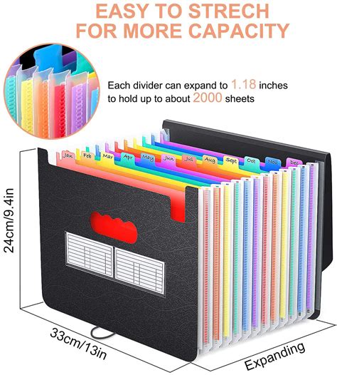 Buy Accordian File Organizer, 13-Pocket Plastic Receipt Paper Expanding ...
