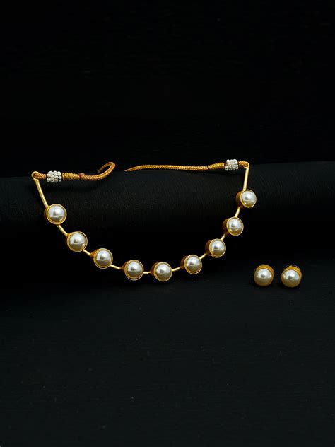 Gold Plated Pearl Necklace Set