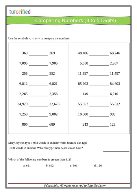 Image result for Comparing Numbers 3rd Grade