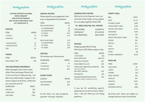 Tip Menu Available to OnlyFans Subscribers 👅👅 : u/onlyysophiee