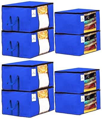 Kuber Industries Non Woven 4 Pieces Saree Cover and 4 Pieces Underbed ...