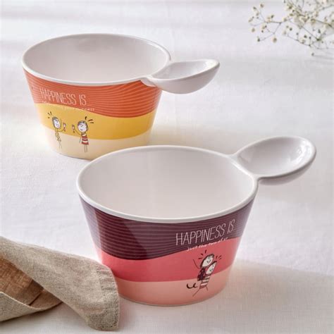 Buy Melina Cooper Happiness Set of 2 Melamine Printed Serving Bowls ...