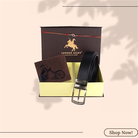 LONDON ALLEY Rakhi Gift Hamper - Harley Vintage Tan Leather Wallet, Re ...