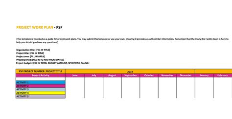 Project Management Work Plan Template 的图像结果