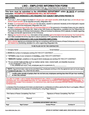 LWO Employee Information Form - Blank Fillable Template | Fill Out ...