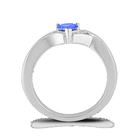 Heart-Shaped Kentucky Blue Sapphire Crossing Ring in Sterling Silver ...