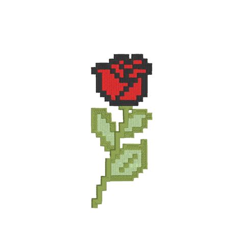 8-bit Retro Pixel Rose - Embroidery File - Etsy | Pixel art, Pixel art ...
