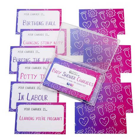 Buy Party Unicorn 20 Play Cards Charades Game, Baby Shower Charades ...