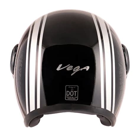 VEGA Jet Old School Black Silver Half Face Helmet – Sparkly Helmets