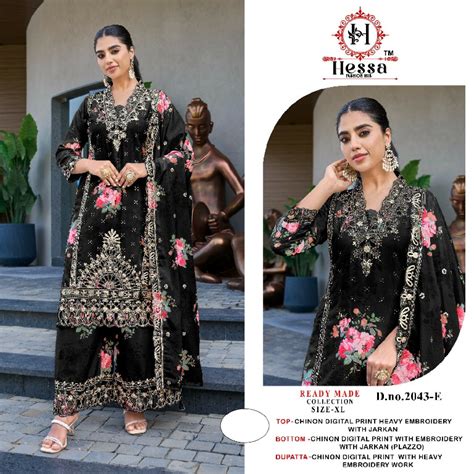 HESSA D.NO 2043 WHOLESALE READYMADE PURE CHINON HEAVY EMBROIDERED ...