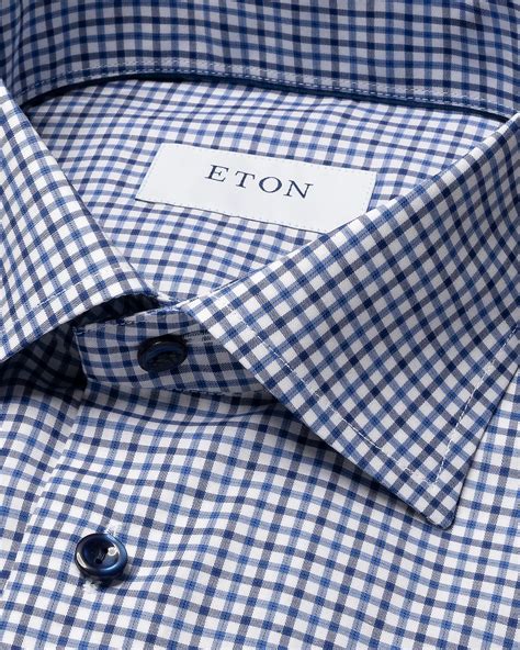 Mid blue Check Fine Twill Shirt - Eton