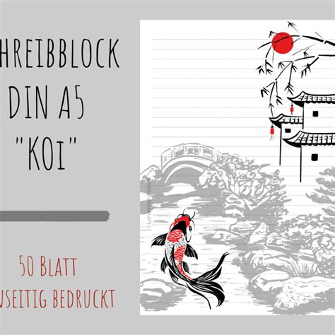 Notizblock / Schreibblock / Din A5 / Briefpapier - Koi - kaufen