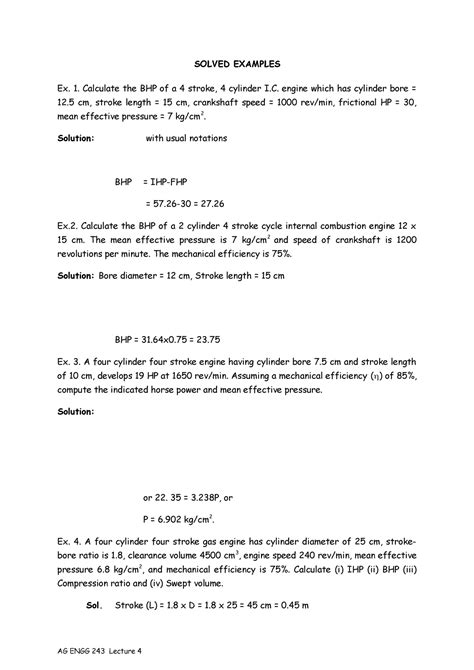 Engine example of the - SOLVED EXAMPLES Ex. 1. Calculate the BHP of a 4 ...