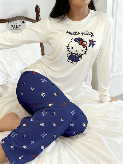 1 Stück Sanrio Hello Kitty Cartoon bedruckte Damen Schlafanzug Hose ...