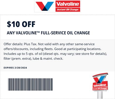 $10 off any oil change at Valvoline | Valvoline February 2026 Coupons ...