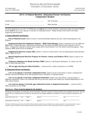 Fillable Online ofas uci Dislocated Worker bVerificationb - Independent ...
