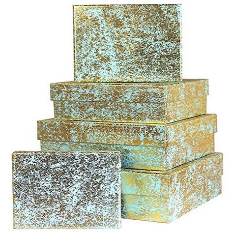 Vivid Wrap Nested Gift Boxes, 5-Piece, Gold Crush Mint : Amazon.in ...