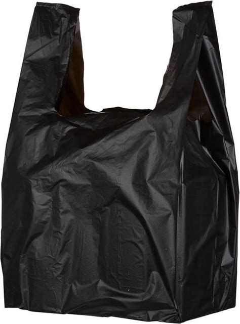 PUREVACY Black Plain Plastic Bags with Handles 18" x 8" x 28", Pack of ...