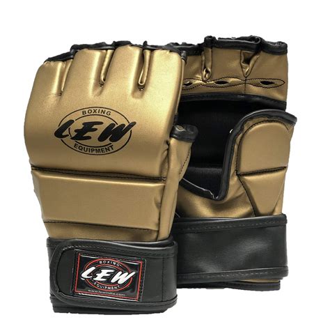 LEW Gold/Black Fight/MMA/Muay Thai Thumb Protection Grappling Gloves ...